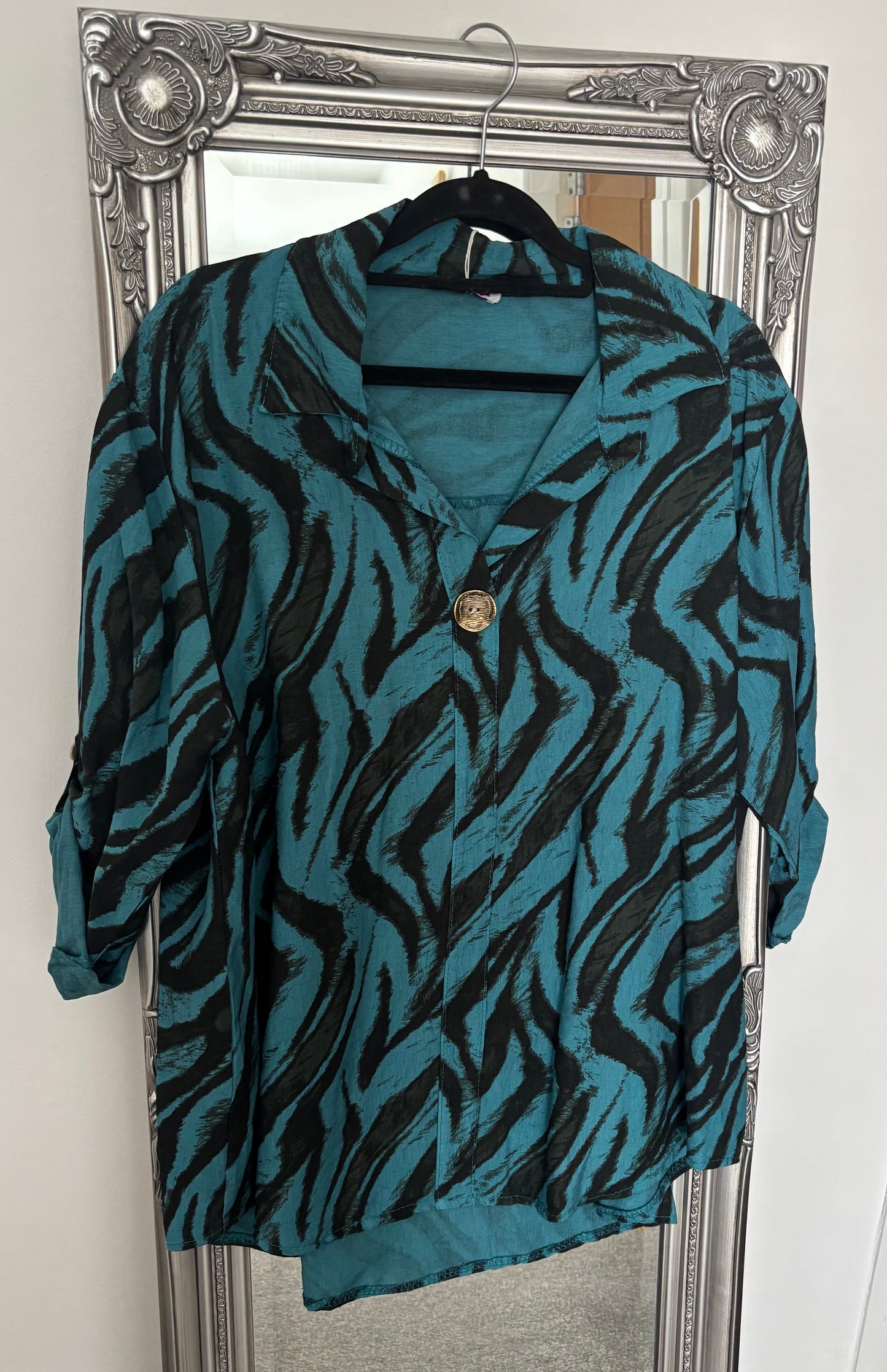 Zebra Print Mock Shirt