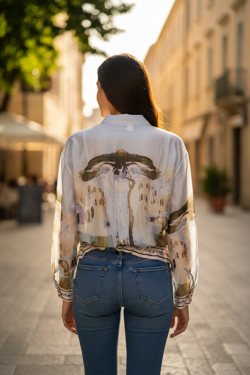 Chiffon Print Zip Jacket