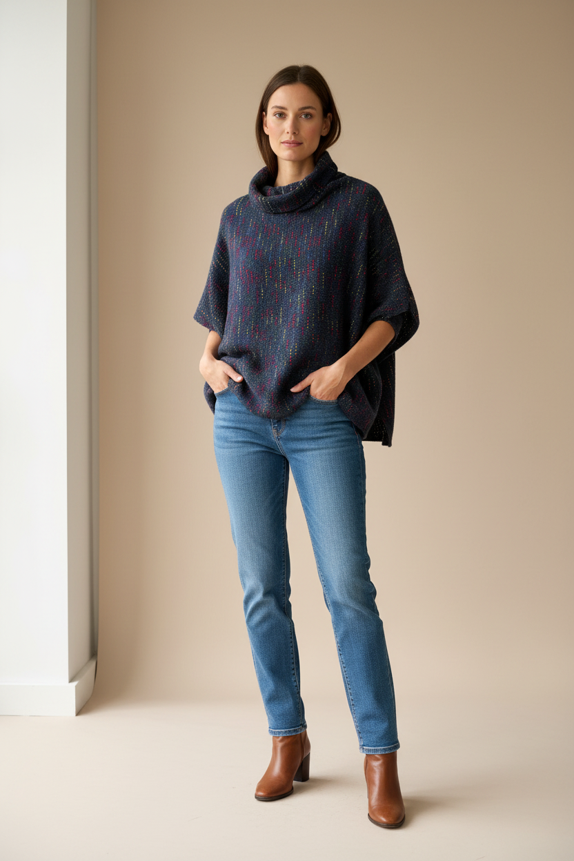 Cowl Neck Poncho Tunic