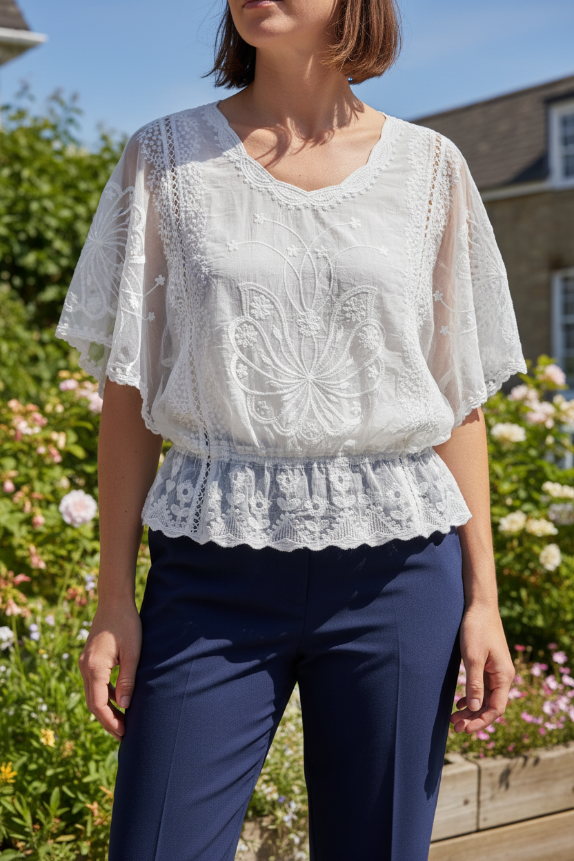Plain Cotton Embroidered Top