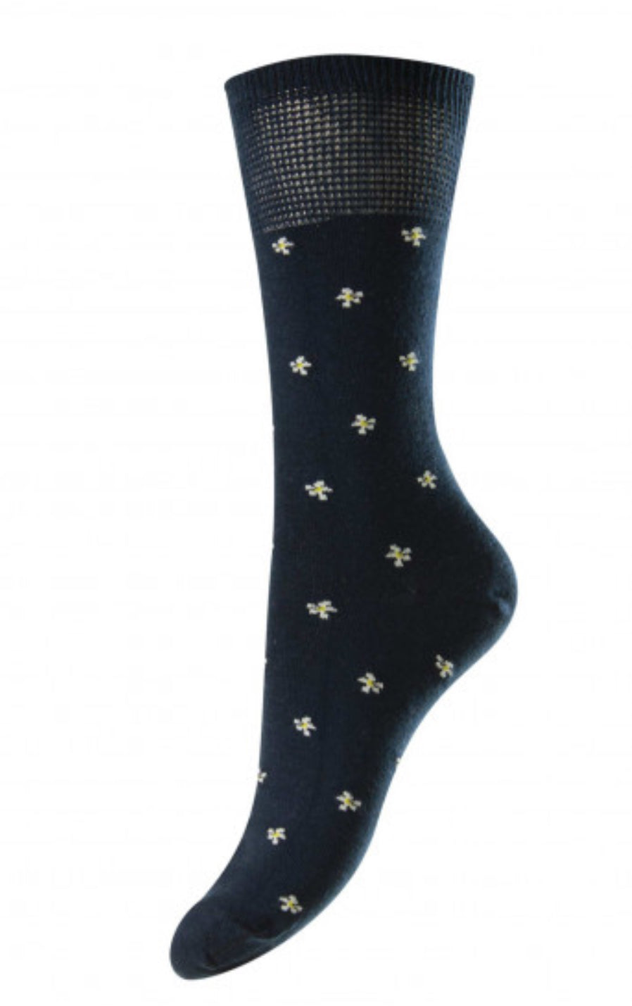 Cotton Rich Softop/Comfort Top Socks For Women - Daisy Print