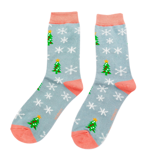 Christmas Bamboo Socks For Women - Trees & Snowflakes