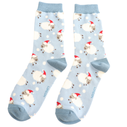 Christmas Bamboo Socks For Women - Santa Sheep