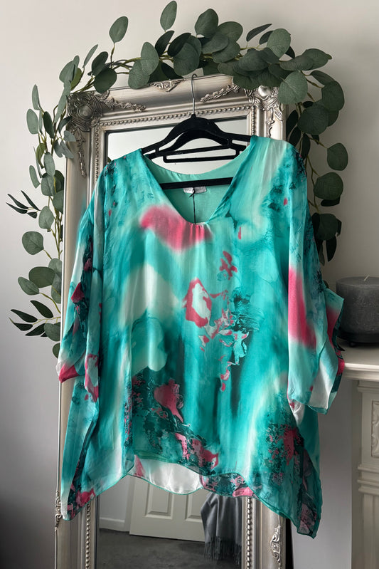 Abstract Silk Blend Tunic