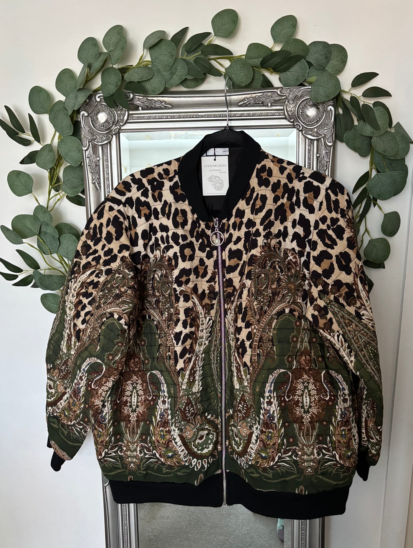 Animal/Paisley Print Quilted Jacket