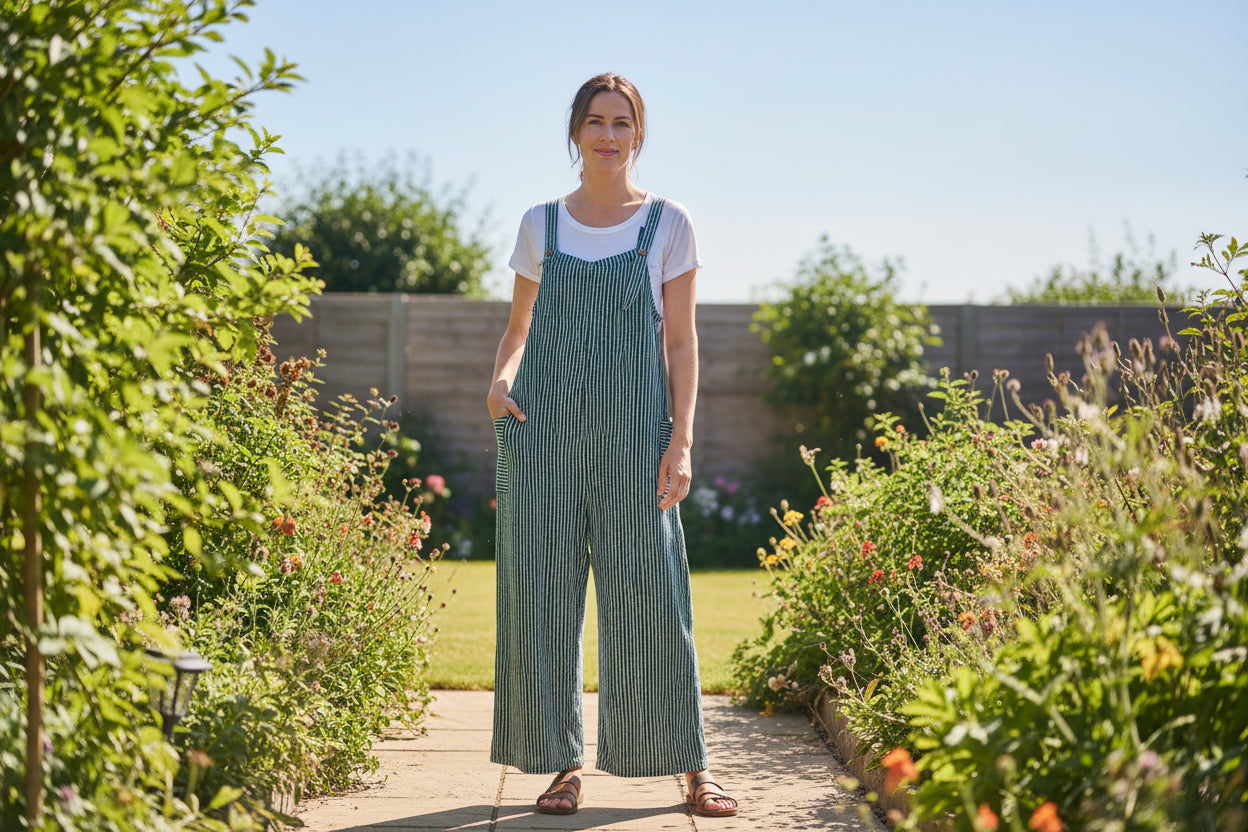 Cotton Stripe Dungarees