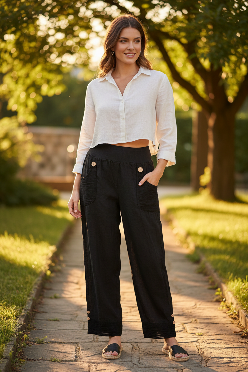 Plain Linen Trousers