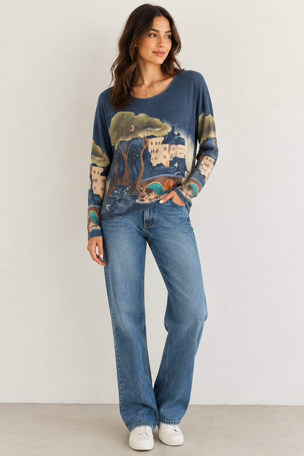 Fine Knit Amalfi Print Jumper