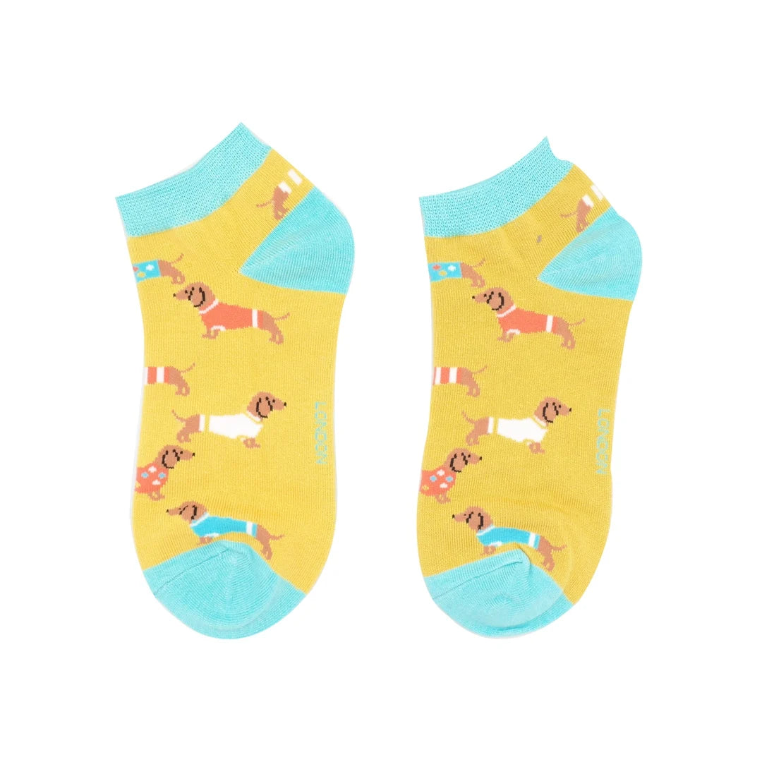 Bamboo Trainer Socks For Women - Dachsunds