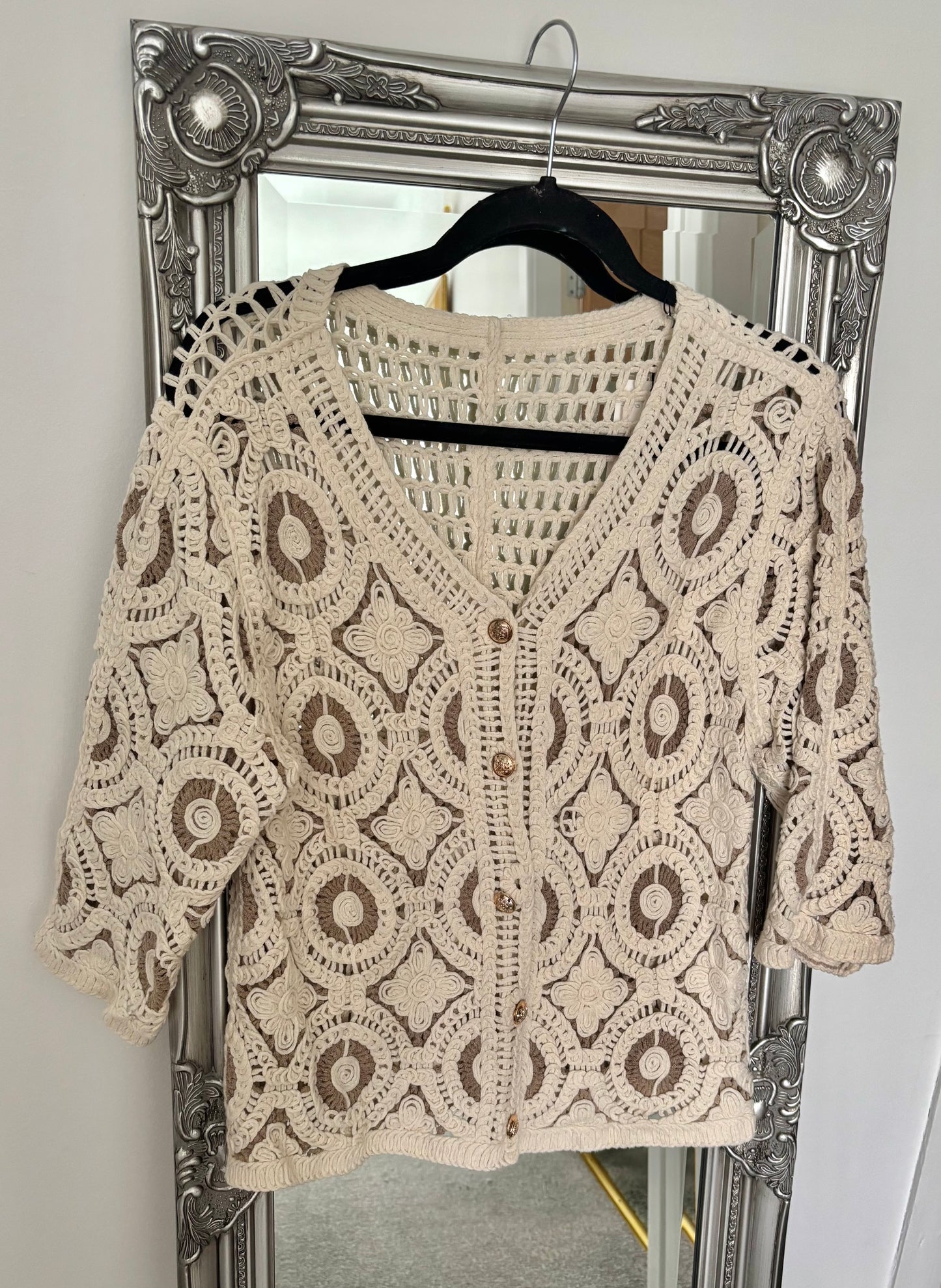 Cotton Two Tone Crochet Jacket