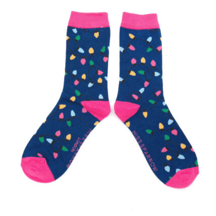 Christmas Bamboo Socks For Women - Christmas Lights