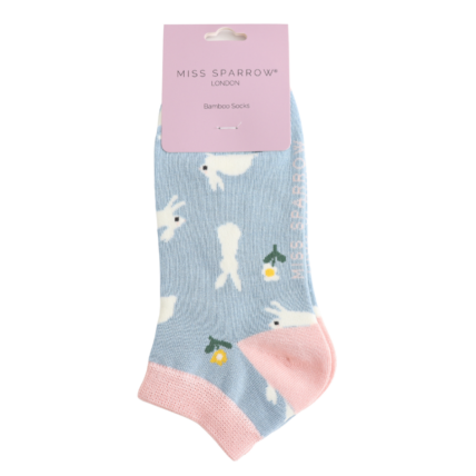 Bamboo Trainer Socks for Women - Bunnies & Daisies