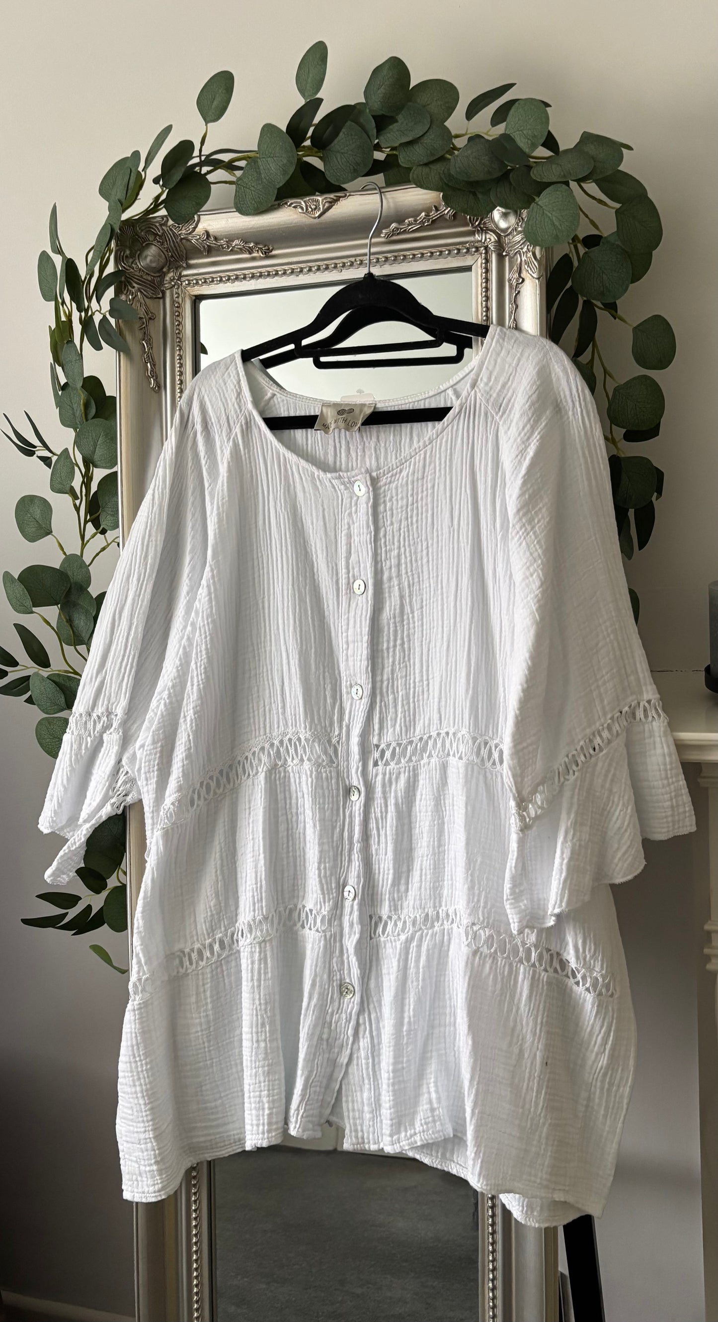 White Cotton Button Through Tunic