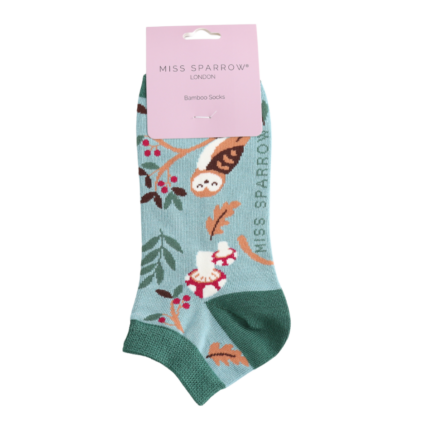 Bamboo Trainer Socks For Women - Woodland Owls