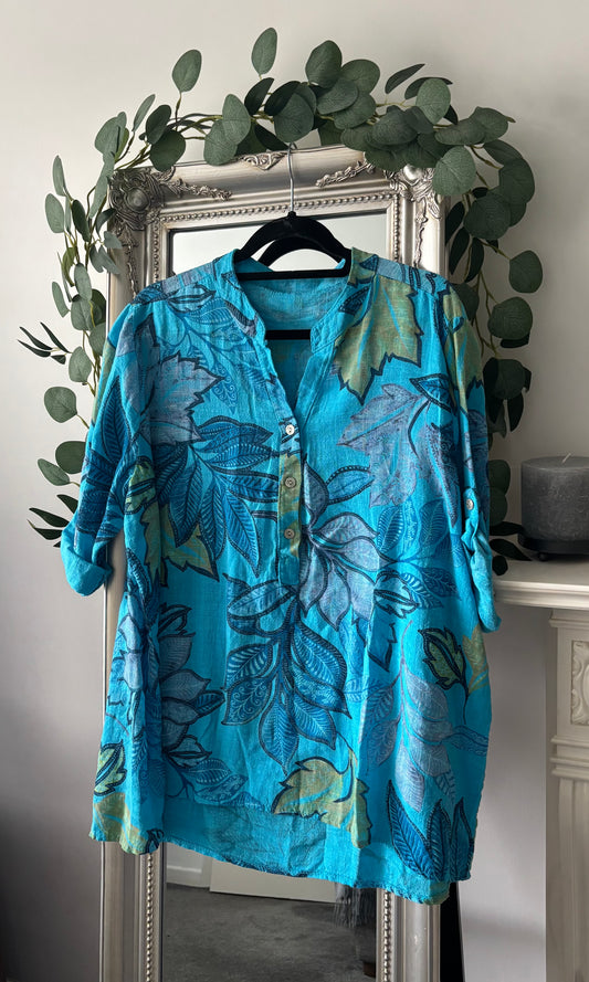 Cotton Leaf Print Shirt