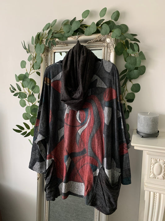 Long Sleeve Jersey Tunic With Separate Cowl