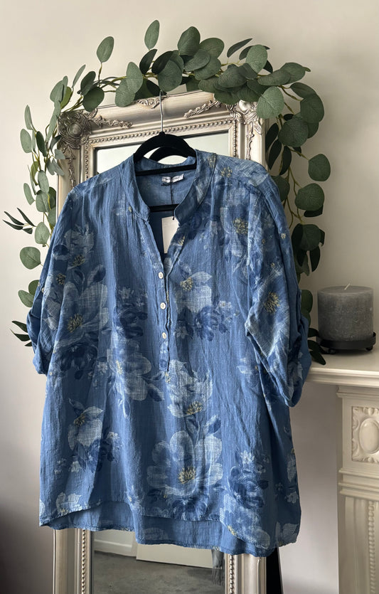 Cotton Two Tone Floral Shirt