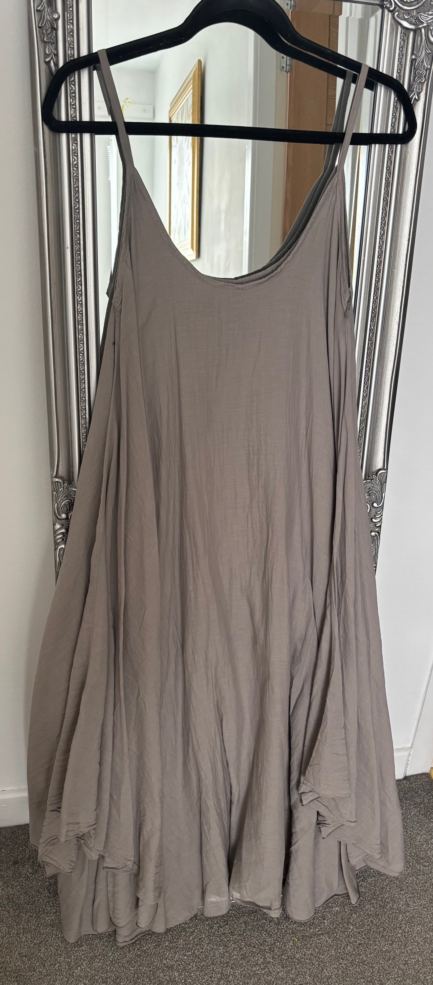 Cotton Dress With Mesh Over Top