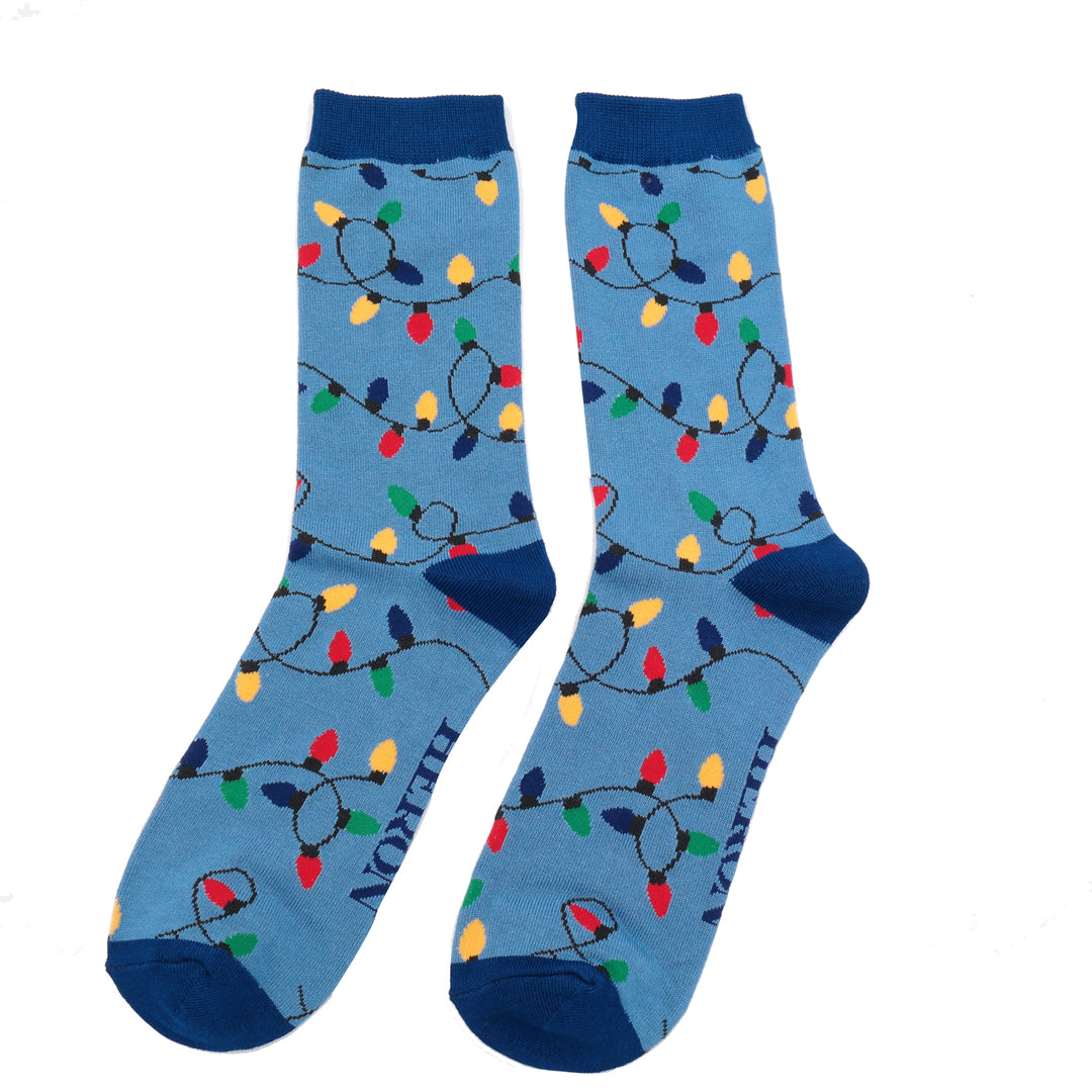 Christmas Bamboo Socks For Men - Christmas Lights