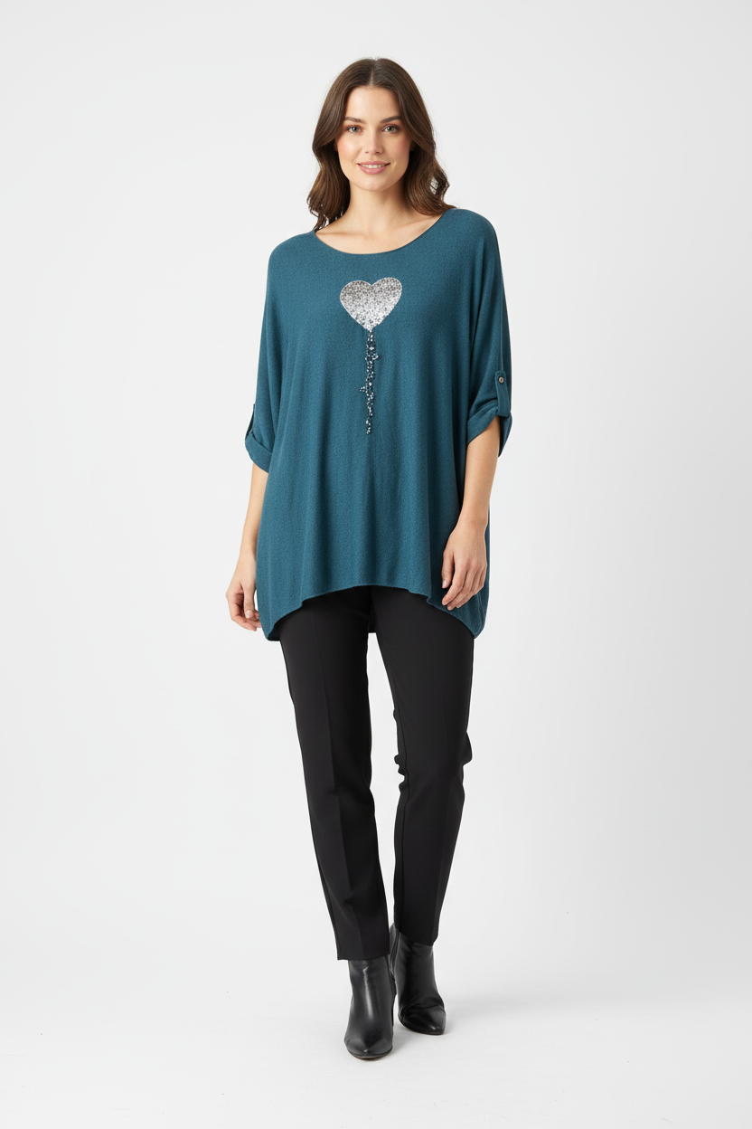 Sequin Heart Balloon Jumper