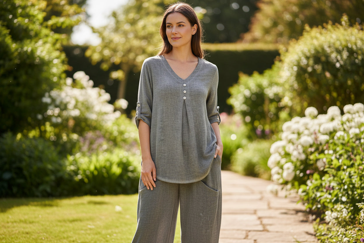 Cotton/Linen V Neck Tunic