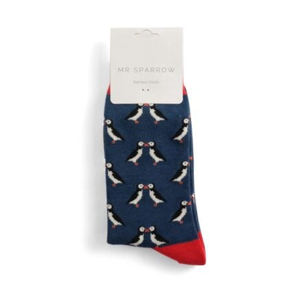 Bamboo Socks For Men - Kissing Puffins