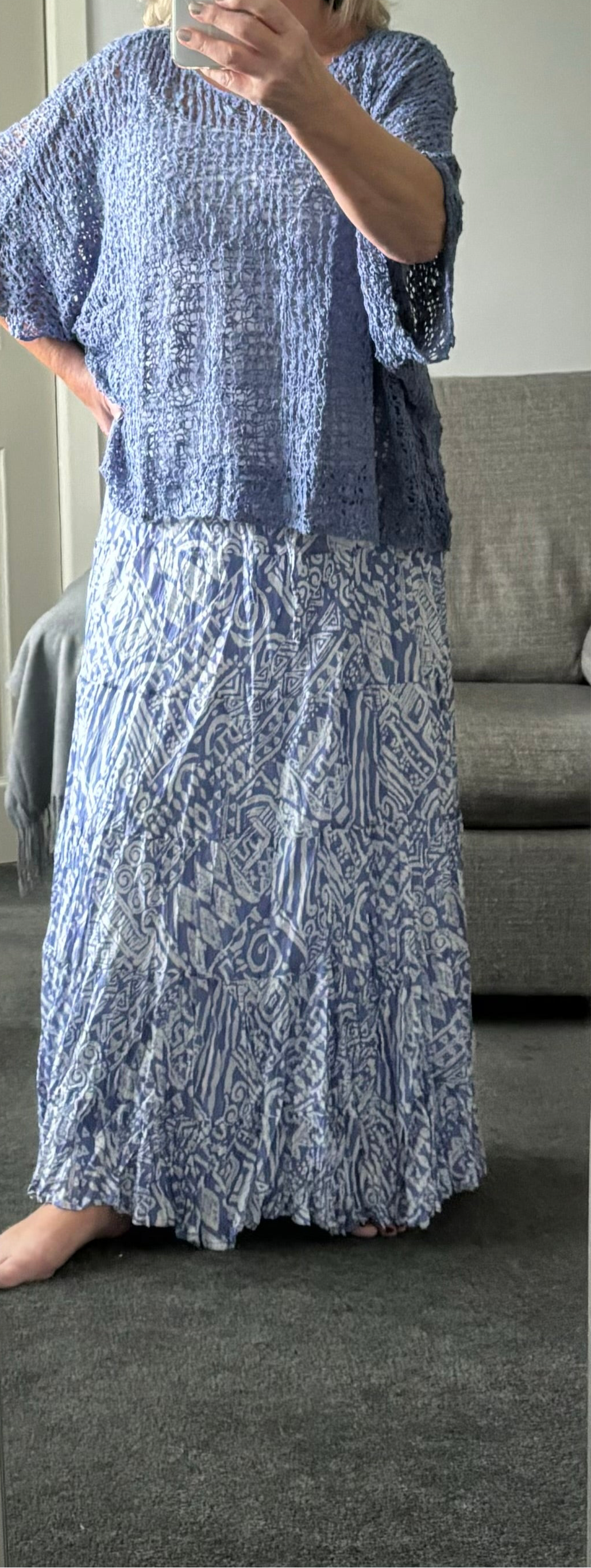 Cotton Print Skirt Cornflower