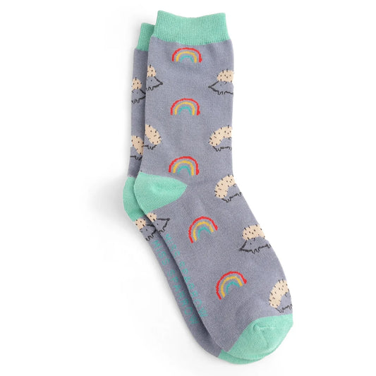 Bamboo Socks For Women - Hedgehogs & Rainbows