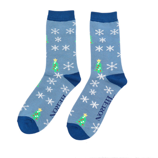 Christmas Bamboo Socks For Men - Trees & Snowflakes