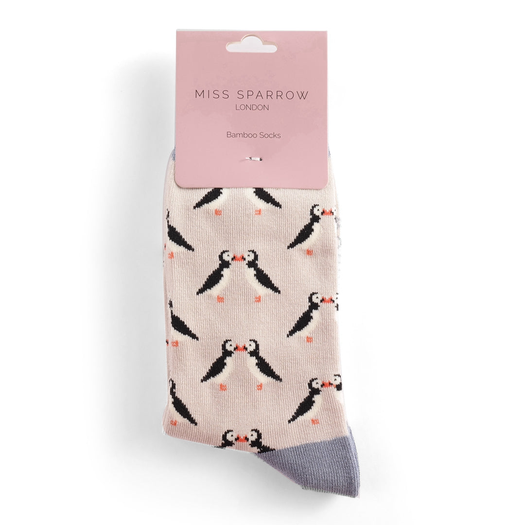 Bamboo Socks For Women - Kissing Puffins