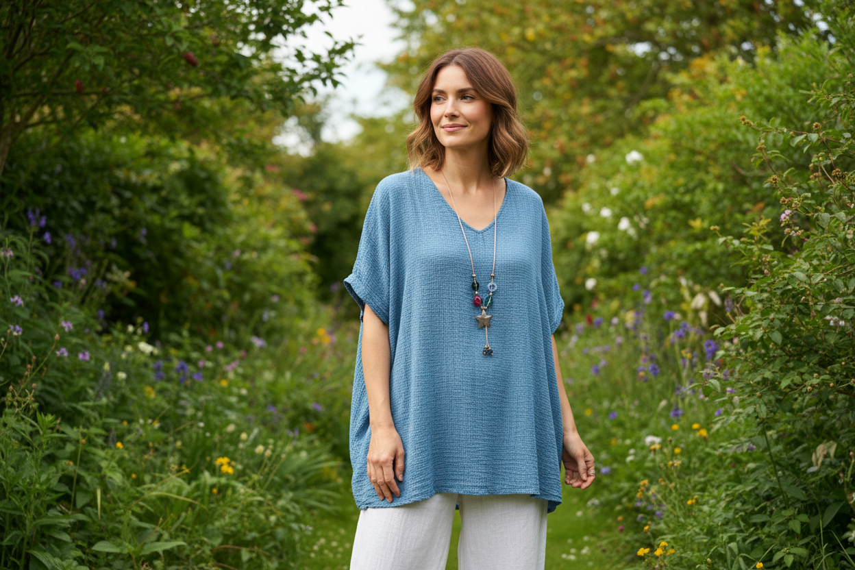 Plain Crinkle Cotton Tunic