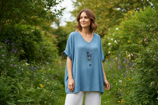 Plain Crinkle Cotton Tunic