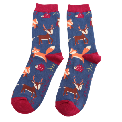 Christmas Bamboo Socks For Men - Woodland Animals