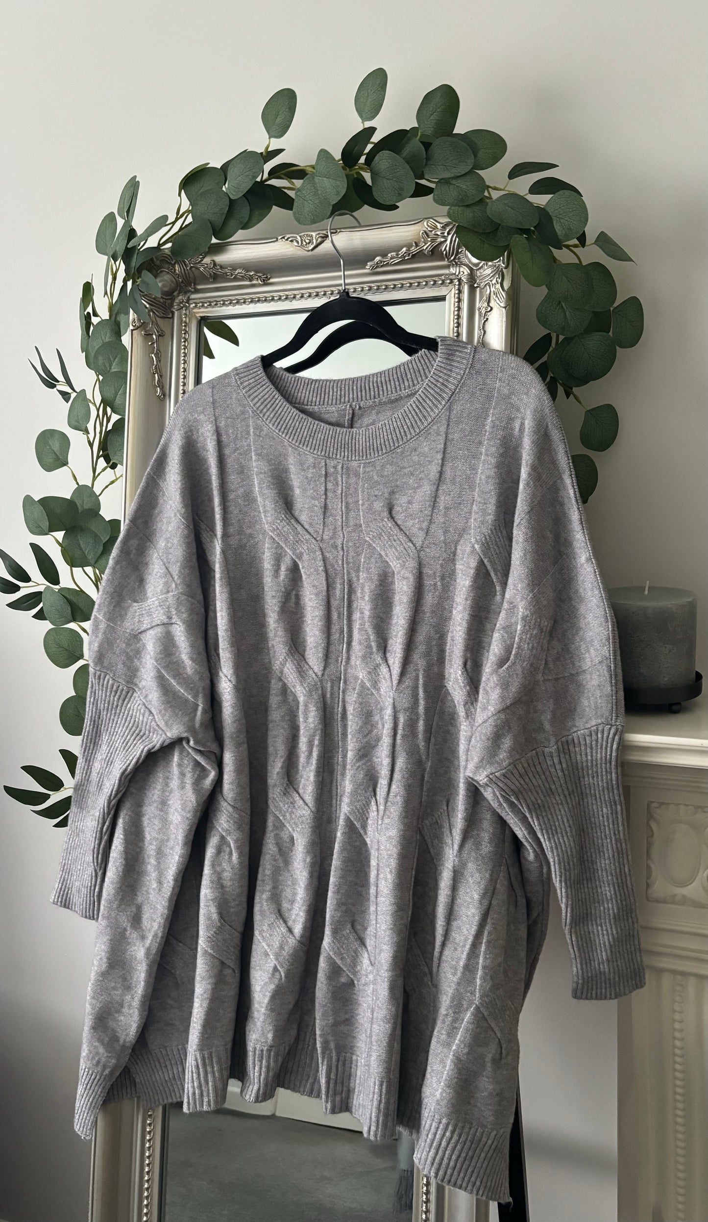 Plain Cable Front Plus Size Jumper Tunic