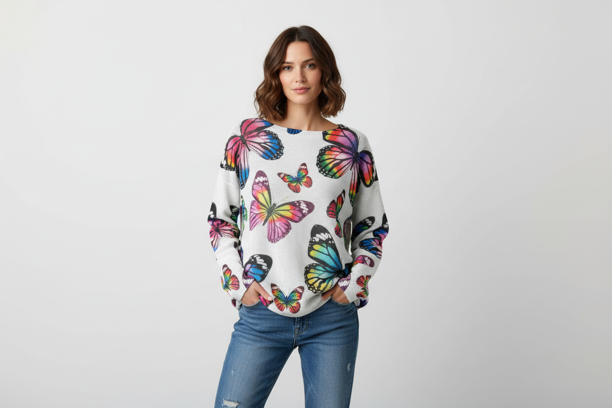 Lightweight Long Sleeve Butterflies Jumper