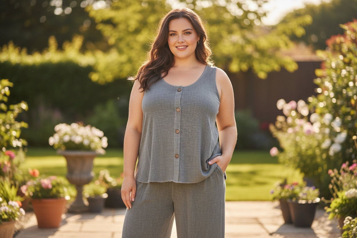 Cotton/Linen Palazzo Trousers