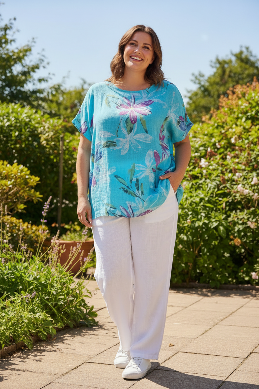 Plus Size Cotton 2 Pocket Tunic