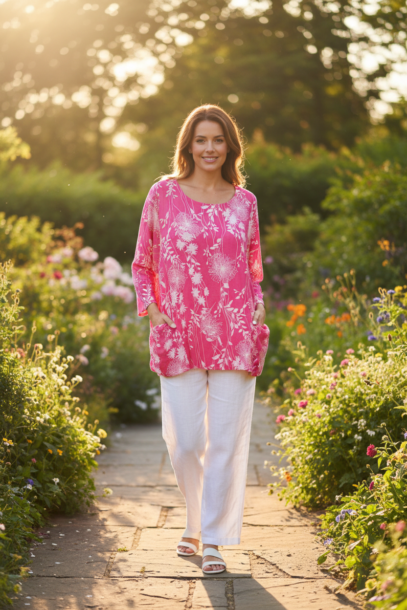 Cotton Plus Size Tunic With Pockets