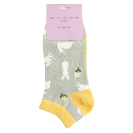 Bamboo Trainer Socks for Women - Bunnies & Daisies