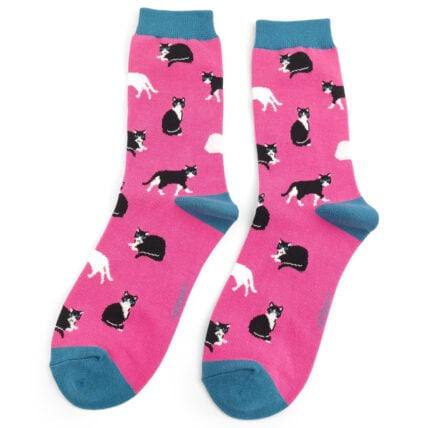 Bamboo Socks For Women - Black & White Cats