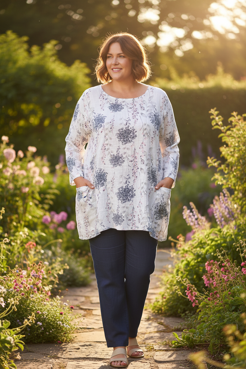 Cotton Floral Print Tunic