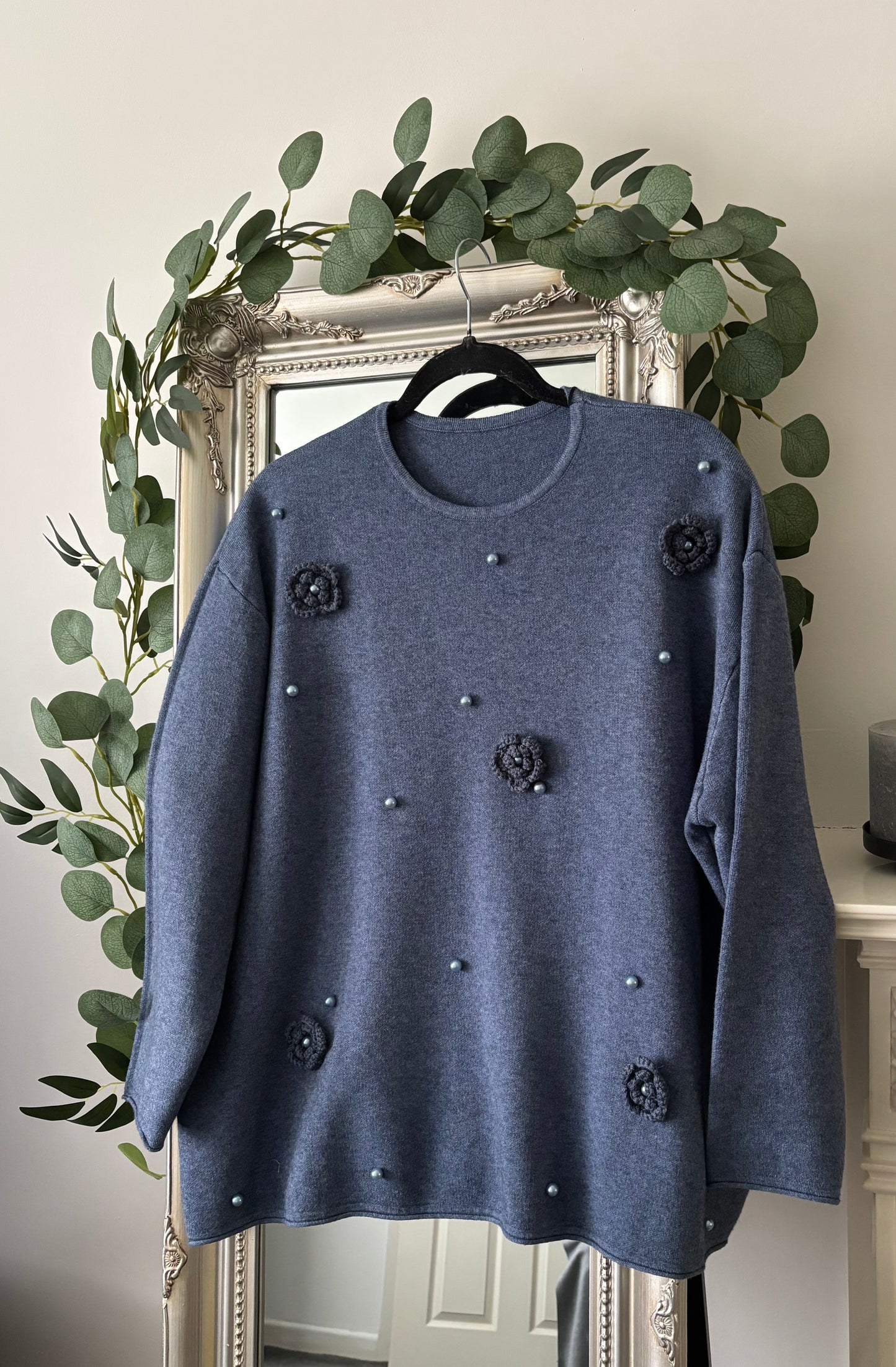 Pearl/Flower Trimmed Jumper