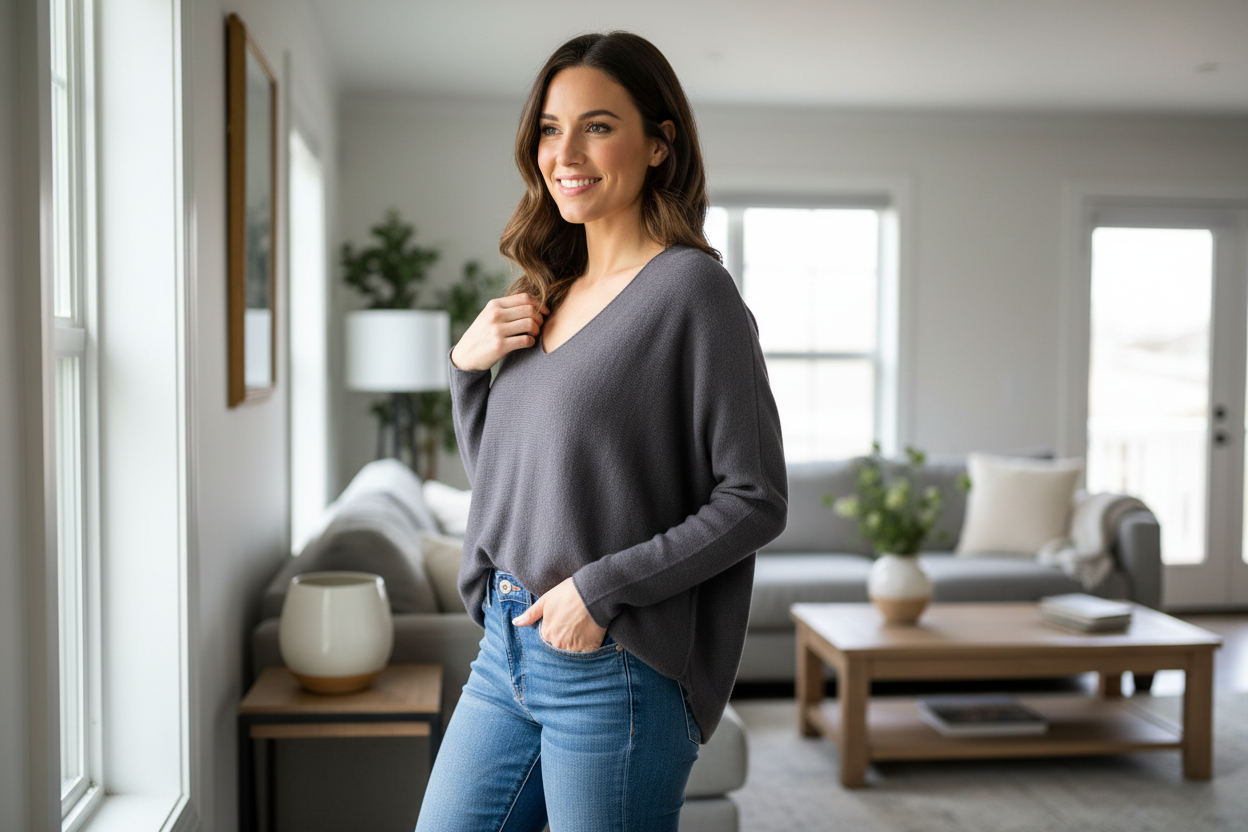 Plain V Neck Jumper