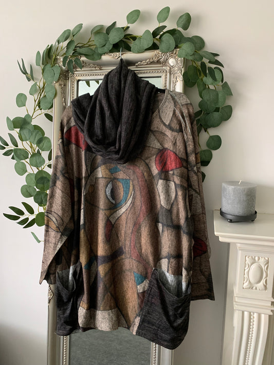 Long Sleeve Jersey Tunic With Separate Cowl