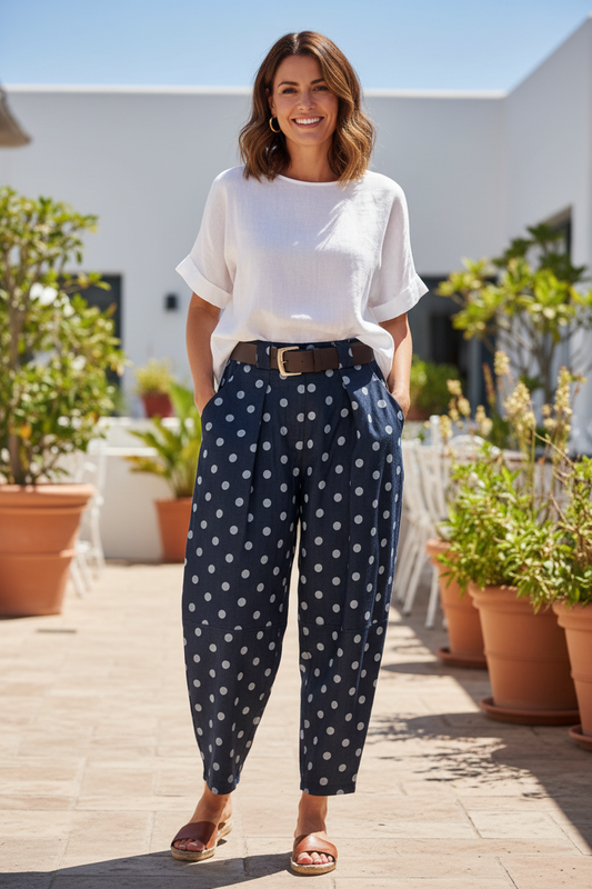 Cotton Large Spot Trousers