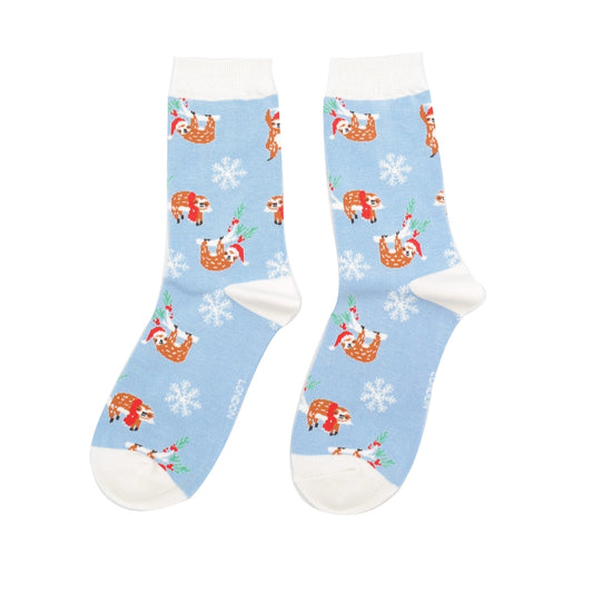 Christmas Bamboo Socks For Women - Christmas Sloths