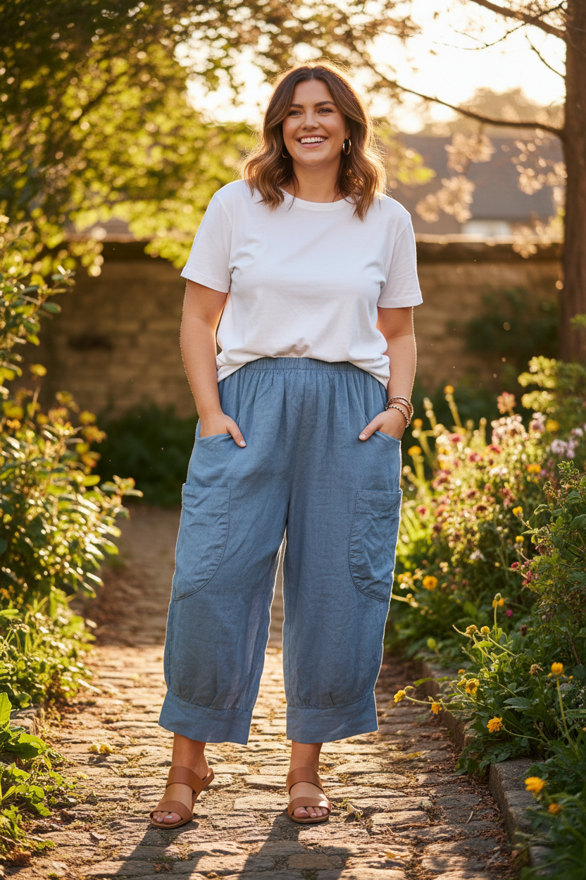 Plus Size Linen Trousers