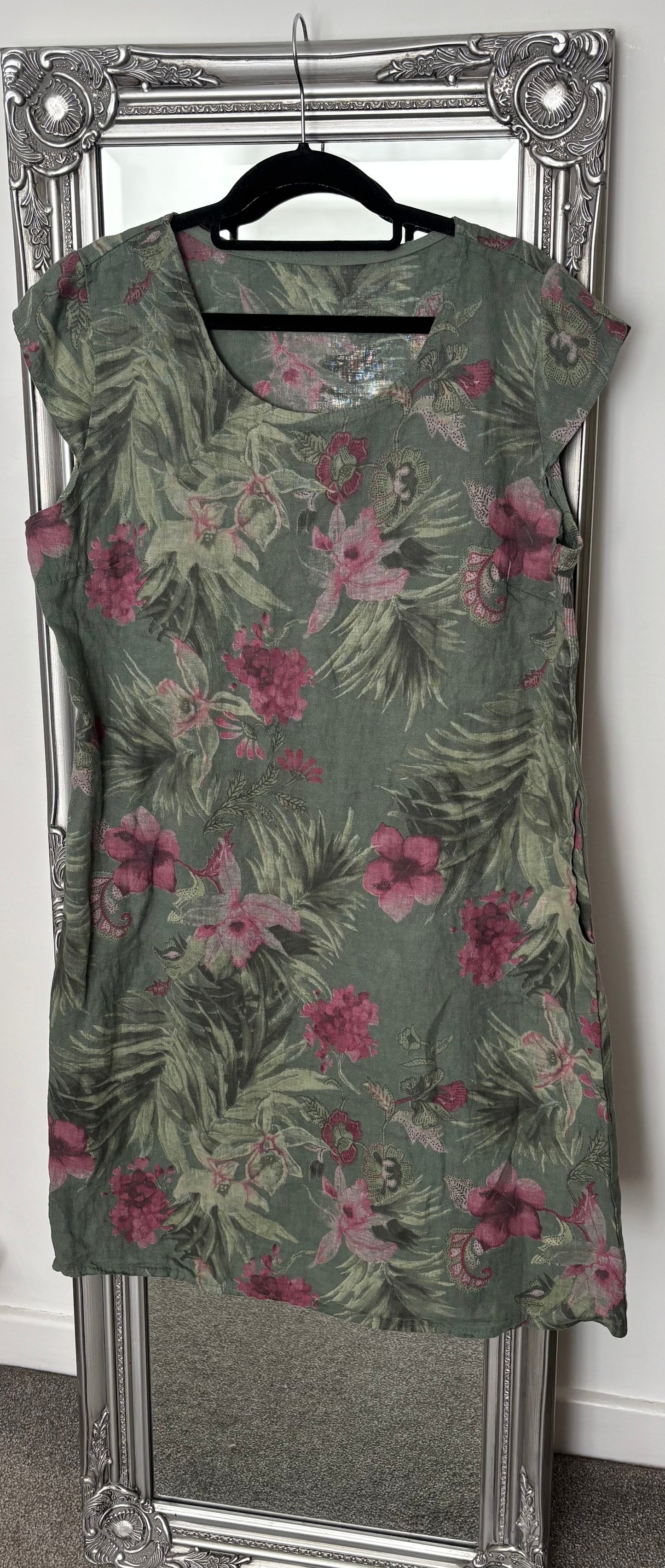 Linen Dress - Palm Tree Print