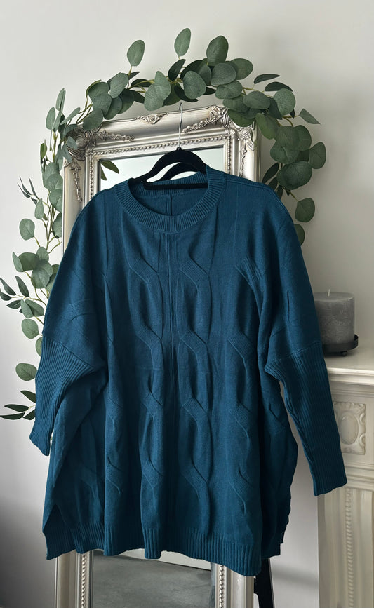 Plain Cable Front Plus Size Jumper Tunic