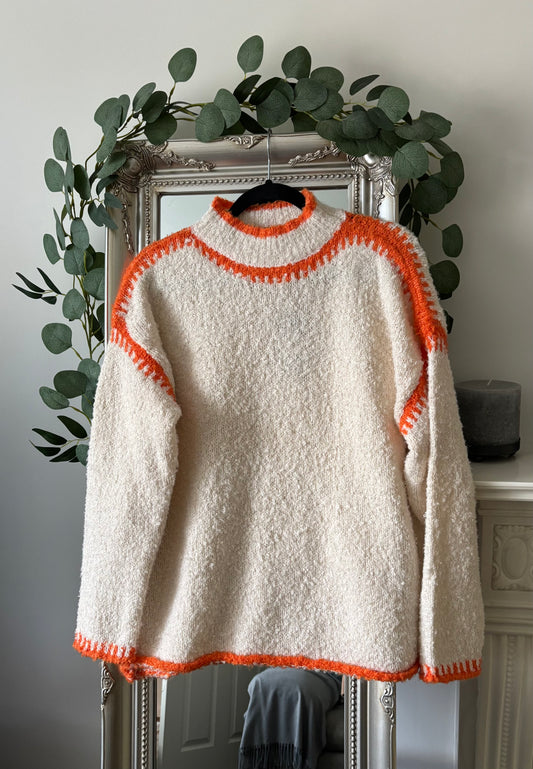 Super Soft Boucle Jumper With Contrast Trim